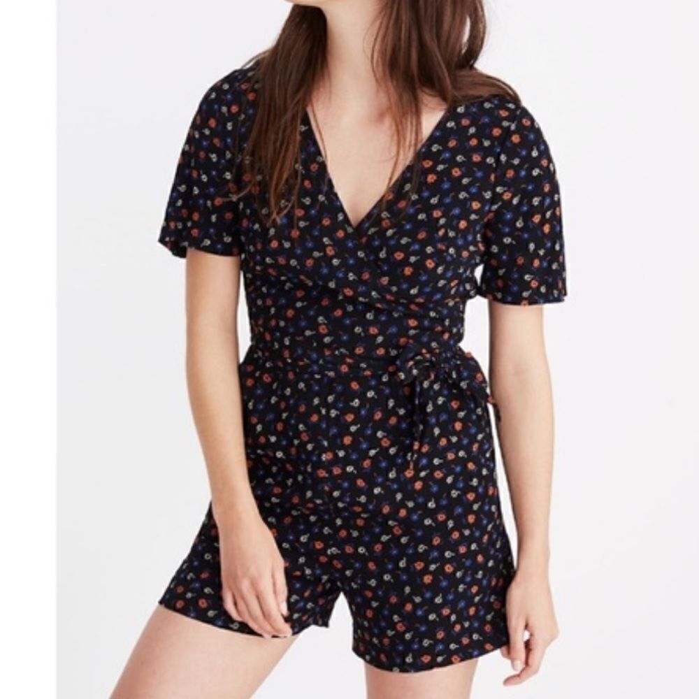 Madewell Wrap-Front Romper in Prairie Posies 4